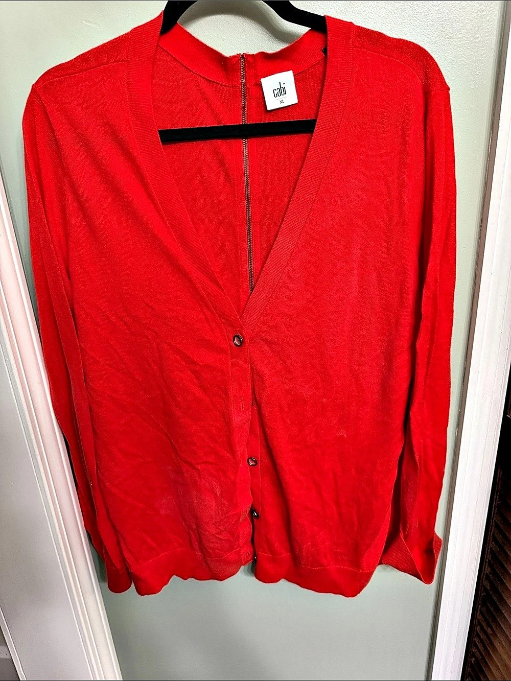 Cabi Cobblestone Cardigan Red Cotton Blend XL